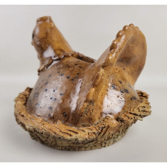 Primitive Nested Hen Art Pottery Coin Bank Artist Marked - Picture 8 of 13